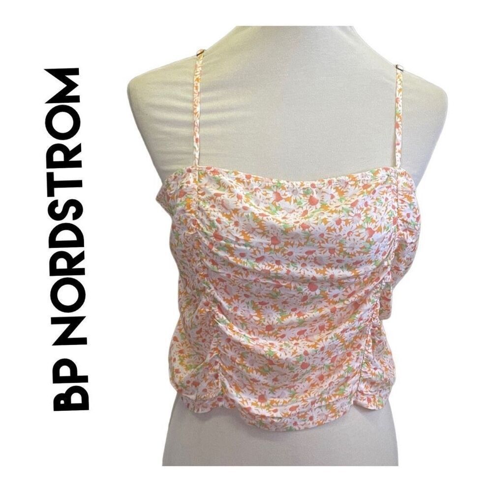 BP Nordstrom Multi-Color Floral Halter Top 100% Rayon Size Large-NWT